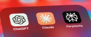 OpenAI ChatGPT, Anthropic Claude and Perplexity mobile APP icons on screen. Assorted AI chatbots